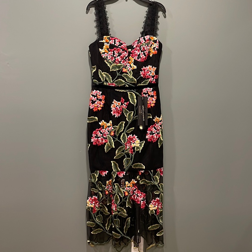 Black floral midi dress with D&G style.